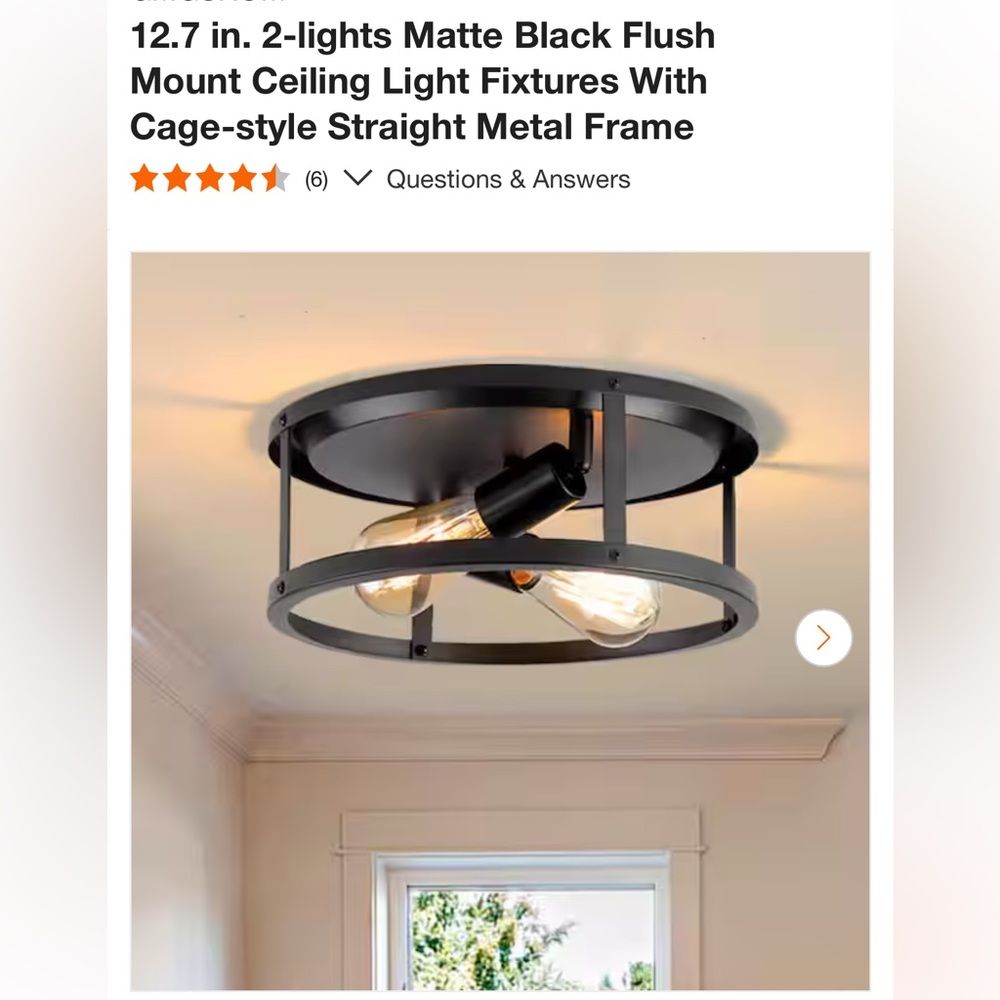 Modern Black Ceiling Light Fixture